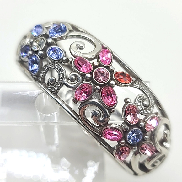 Brighton "GARDEN OF DREAMS" Pink/Purple Swarovski Crystal Floral Hinged Bangle! - Picture 4 of 15